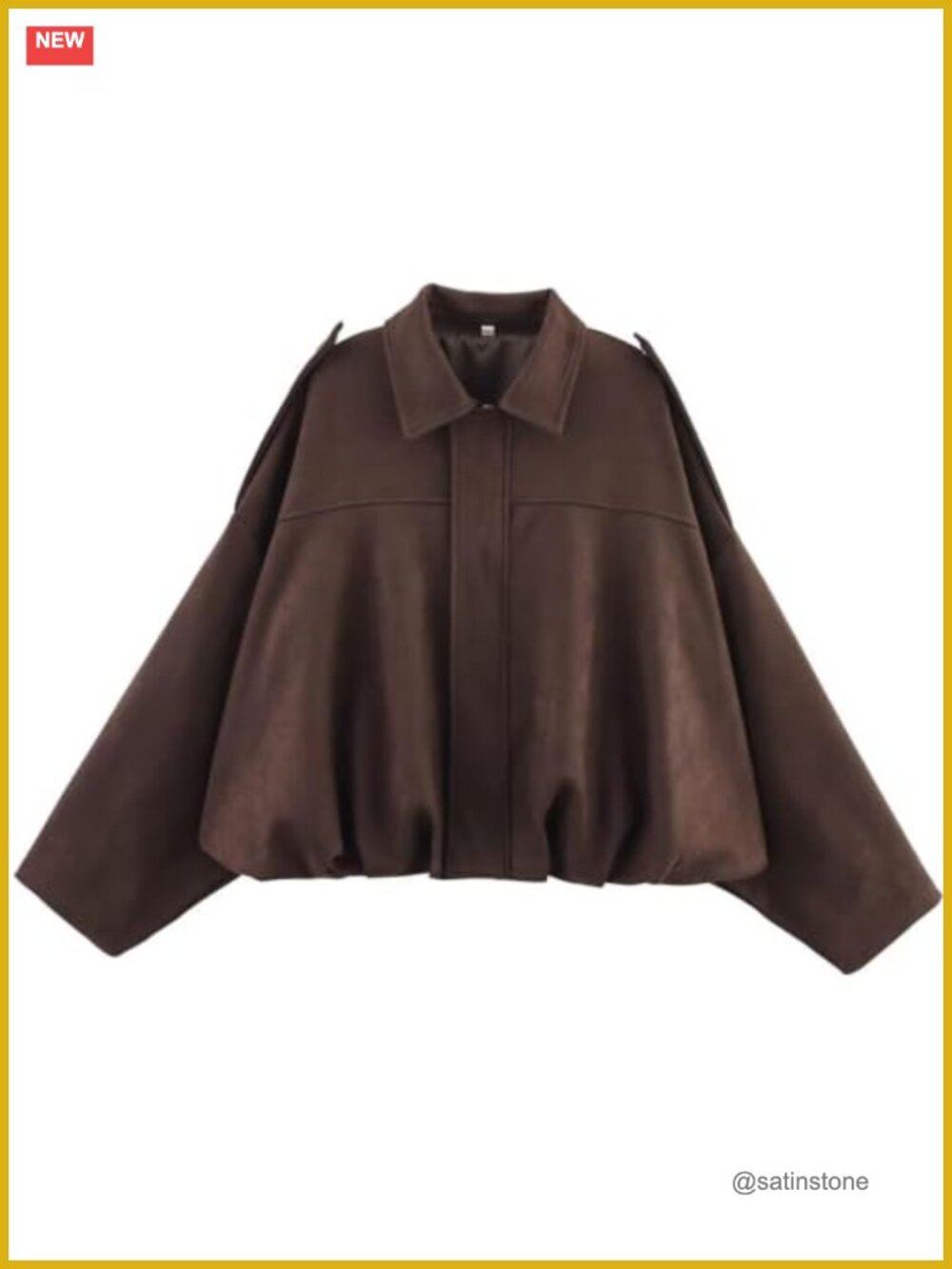 Faux Suede Bomber Jacket Oversized Pilot Coat Lapel Zip Up Streetwear